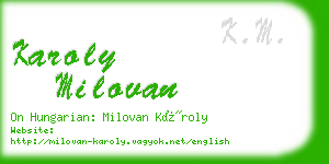 karoly milovan business card